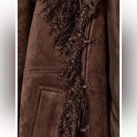 ZARA DOUBLE FACED FAUX FUR JACKET COAT PENNY LANE FAUX SUEDE 8372/221 SMALL XL - Picture 9 of 15